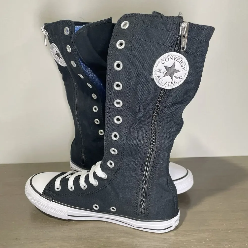 Converse Kids Size 3 Shoes NEW Knee High Chuck Taylor All Star XHi Black Zip Up